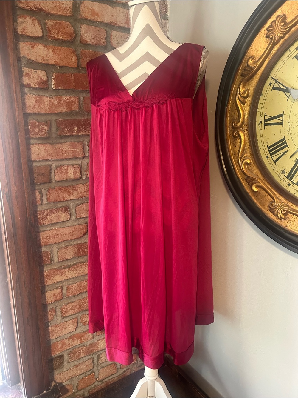 Vanity Fair • Vintage Hot Pink Silky Sheer Nightgown / Slip Dress